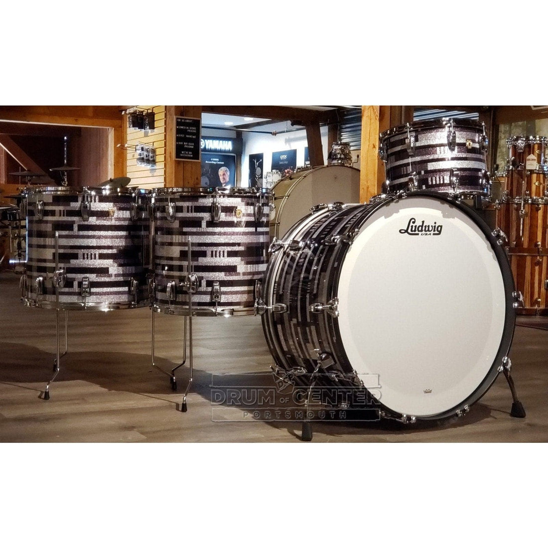 Ludwig Classic Maple 4pc Bonham Drum Set Digital Black Sparkle - image 1