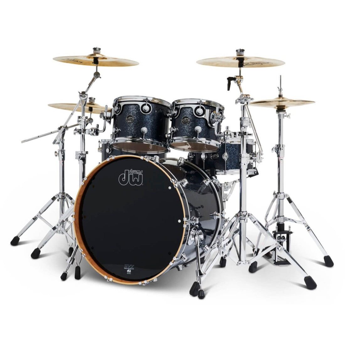 DW Limited Edition Performance Cherry 4pc Drum Set Black Sparkle - image 1