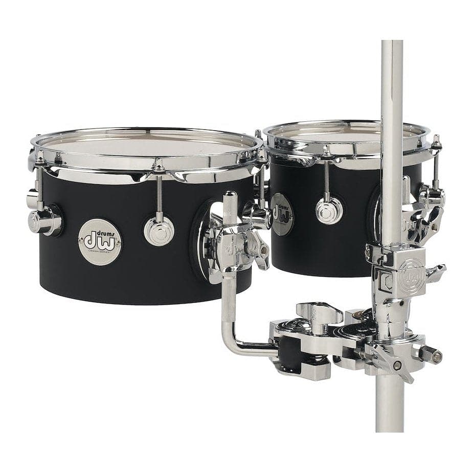 DW Design Concert Toms 6" & 8" Black Satin w/Mount - image 1