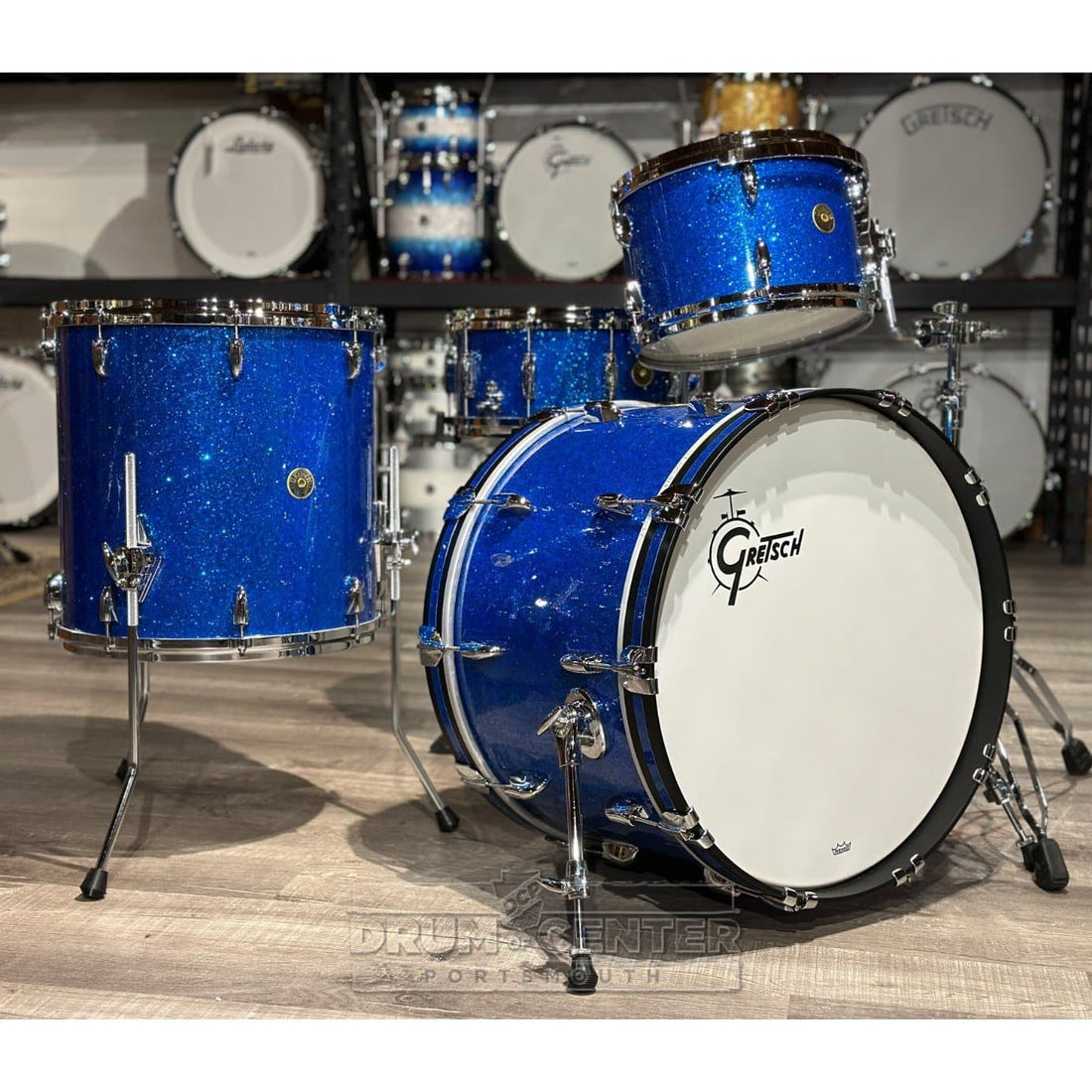 Gretsch USA Custom 4pc Drum Set Blue Glass Nitron - image 1