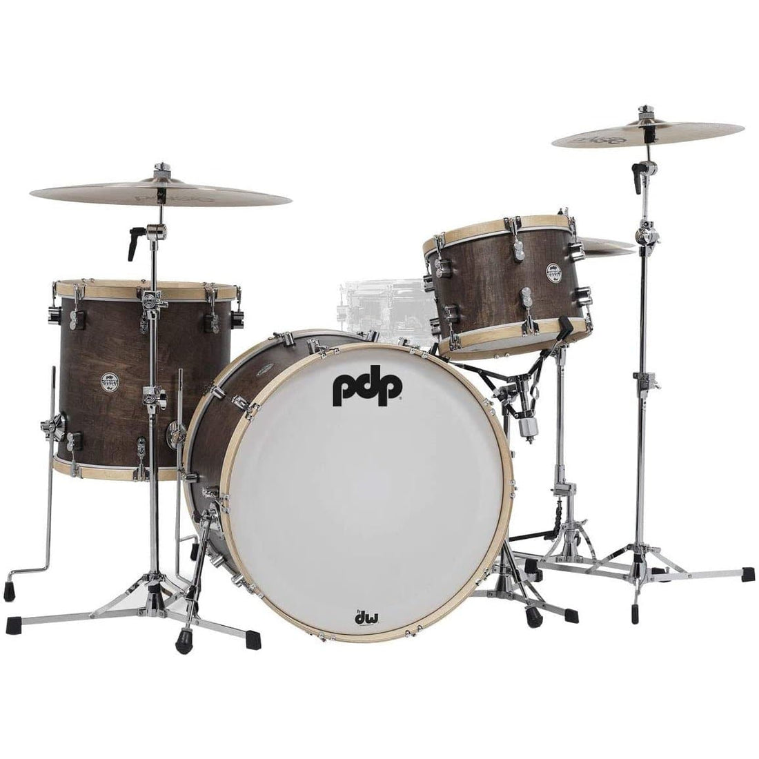 PDP Concept Classic 3pc Drum Set 24" Bass Drum Walnut with Natural Hoops - image 1