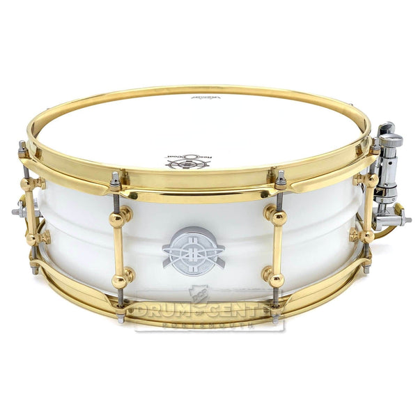 Dunnett Classic 2N High Carbon Steel Snare Drum 14x5.5 Matte White with Brass Hardware - image 1