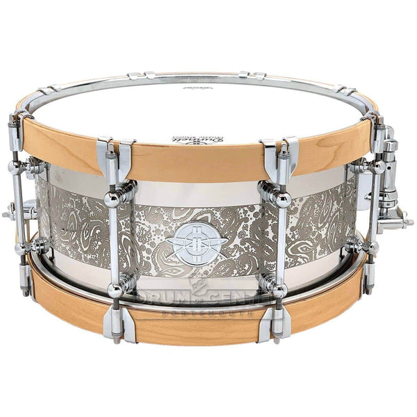 Dunnett Classic Stainless Steel Snare Drum 14x6.5 Engraved by James Trussart w/Hybrid Hoops - image 1