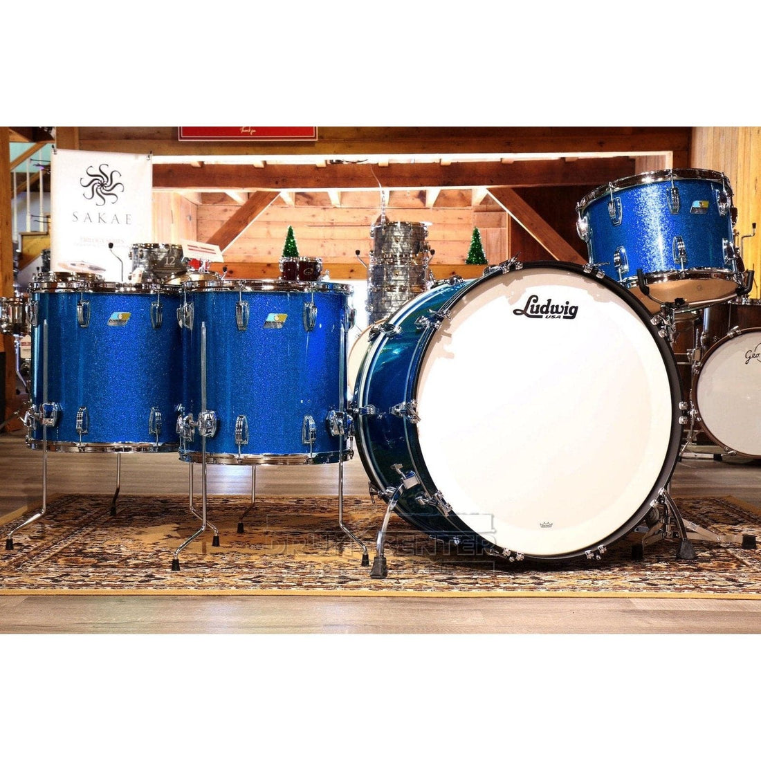 Ludwig Classic Maple 4pc Bonham Drum Set Blue Sparkle - image 1
