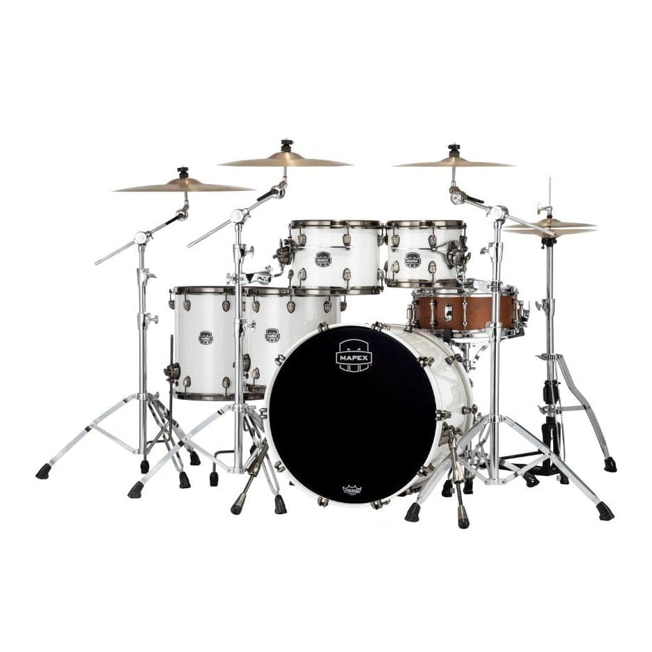 Mapex Saturn Evolution Workhorse 5pc Maple Drum Set 22/10/12/14/16 Polar White (No Snare) - image 1