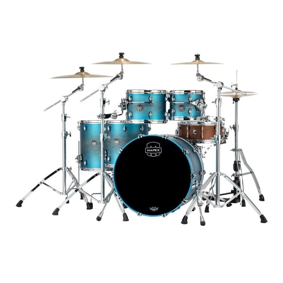 Mapex Saturn Evolution Workhorse 5pc Maple Drum Set 22/10/12/14/16 Exotic Azure Burst (No Snare) - image 1